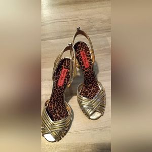 Betsy Johnson Silver and gold scrappy stilleto heals leapoard pink formal shoes